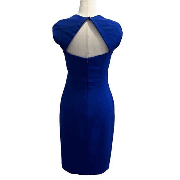 Maggy London Blue Cap Sleeve Shift Dress With Keyhole And Back Zipper Lined - Picture 3 of 10